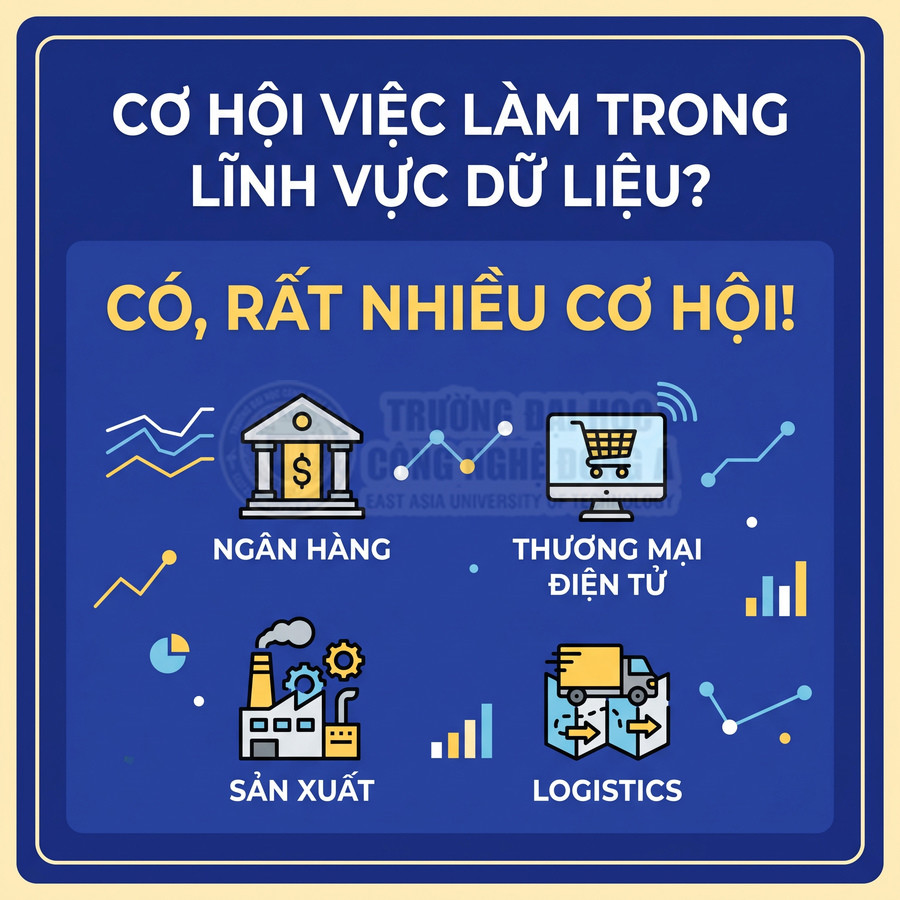 Cơ hội việc làm ngành dữ liệu trong ngân hàng thương mại điện tử sản xuất và logistics