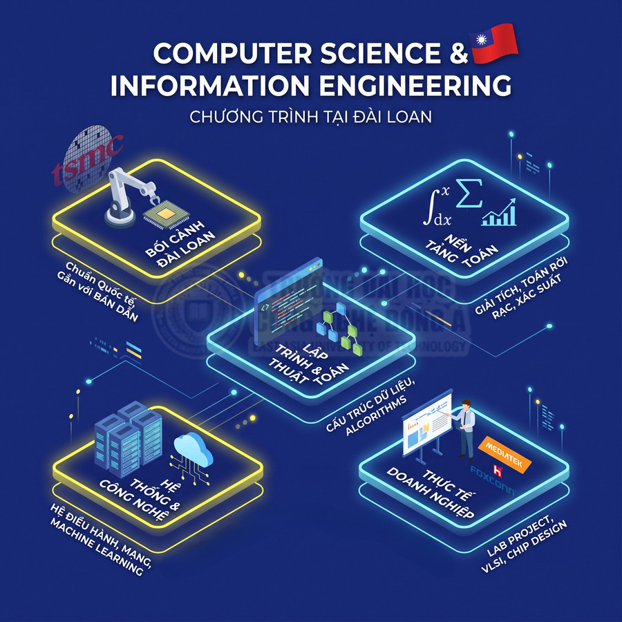 Chương trình Computer Science and Information Engineering tại Đài Loan với các mảng toán, lập trình, hệ thống và thực tế doanh nghiệp
