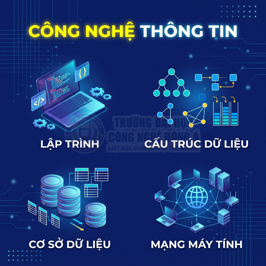 Minh họa công nghệ thông tin với lập trình, cấu trúc dữ liệu, cơ sở dữ liệu và mạng máy tính
