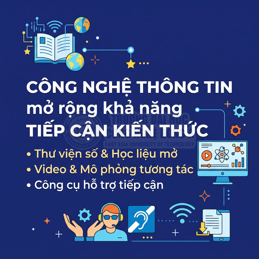 Công nghệ thông tin giúp mở rộng tiếp cận kiến thức qua thư viện số, học liệu mở, video tương tác và công cụ hỗ trợ tiếp cận