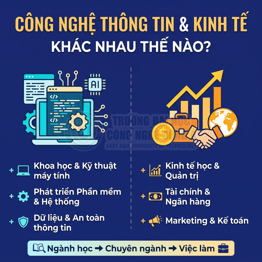 So sánh ngành Công nghệ thông tin và Kinh tế, các chuyên ngành tiêu biểu và định hướng việc làm