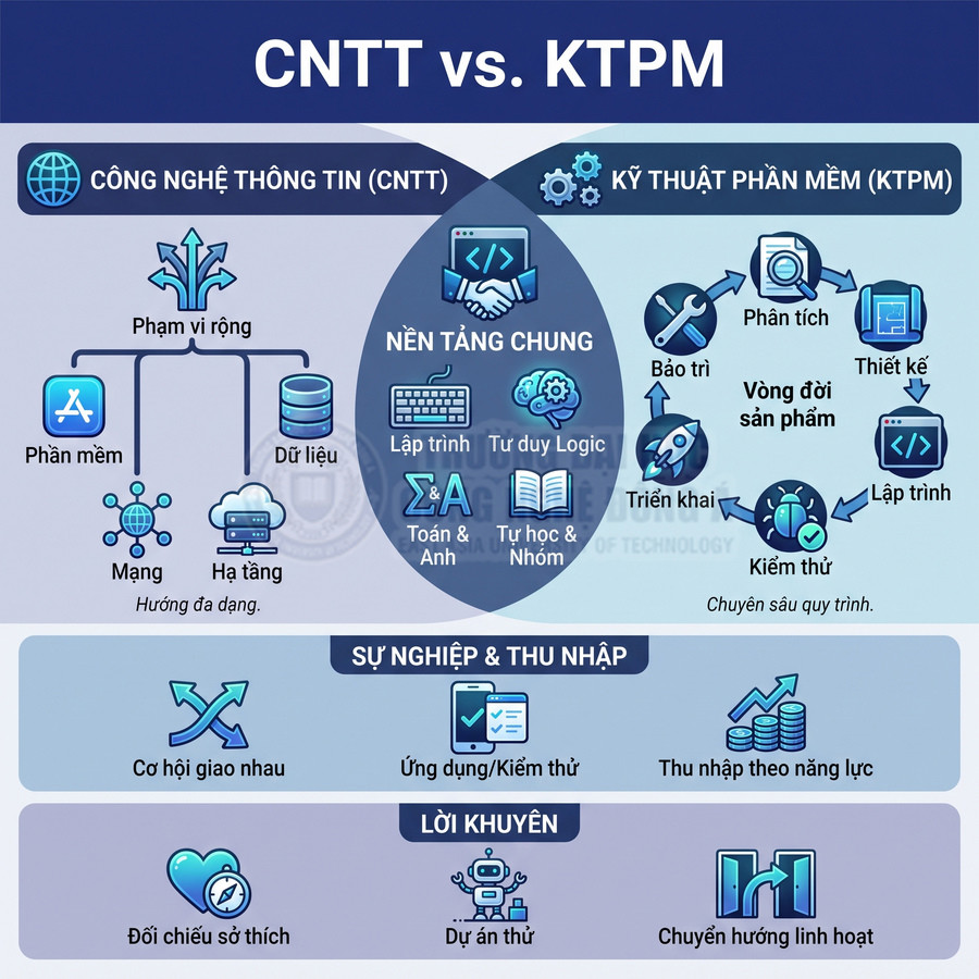 Công nghệ thông tin và kỹ thuật phần mềm khác nhau như thế nào?