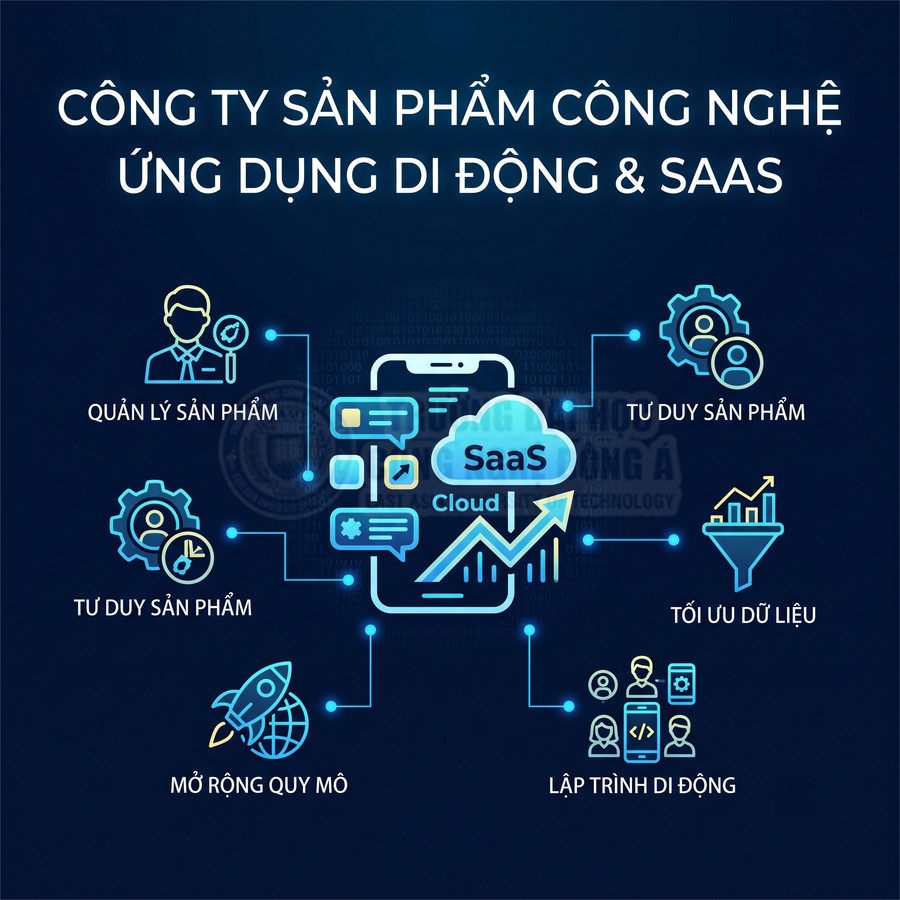 Mô hình dịch vụ SaaS và ứng dụng di động với các tính năng quản lý sản phẩm, tối ưu dữ liệu, mở rộng quy mô