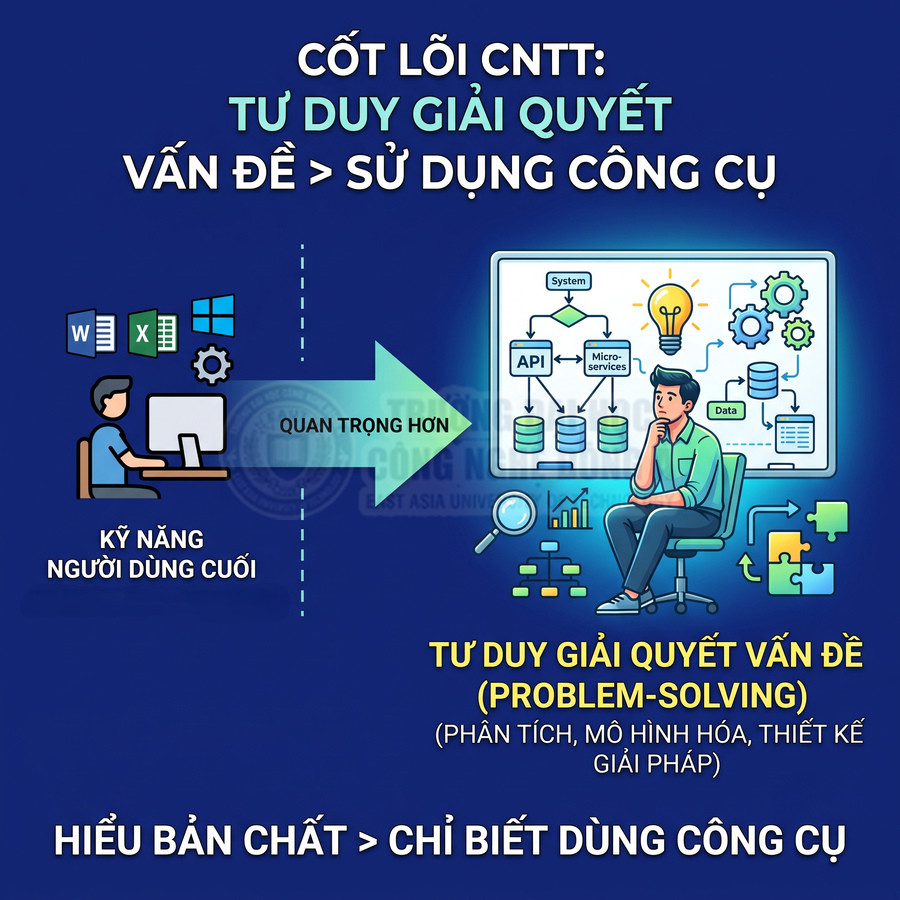 Minh họa tư duy giải quyết vấn đề trong công nghệ thông tin quan trọng hơn kỹ năng sử dụng công cụ văn phòng