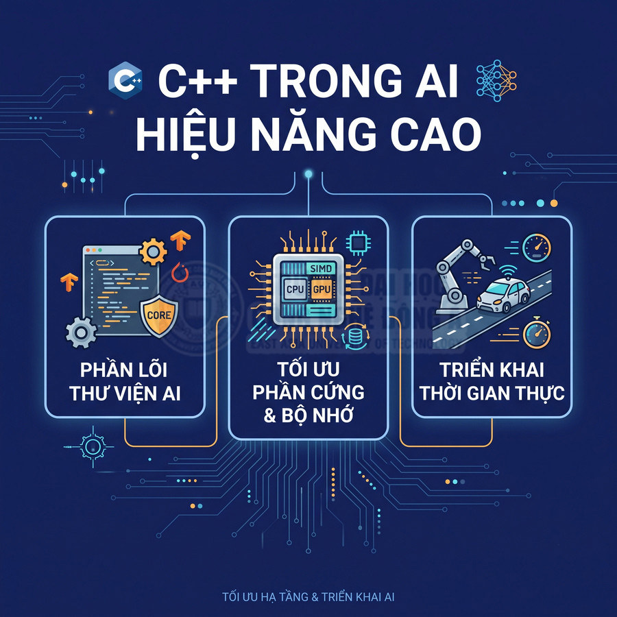 Thiết kế giới thiệu C++ trong AI hiệu năng cao với tối ưu thư viện, phần cứng và triển khai thời gian thực