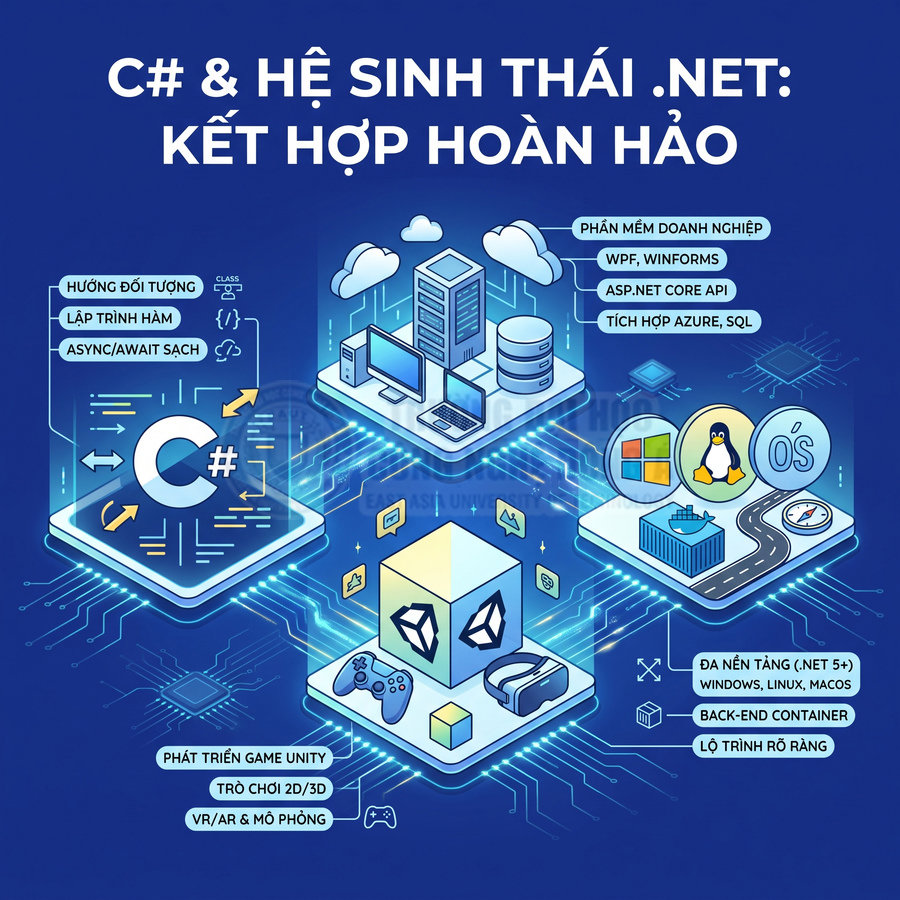Minh họa hệ sinh thái .NET với C# cho phát triển phần mềm doanh nghiệp, đa nền tảng và game Unity