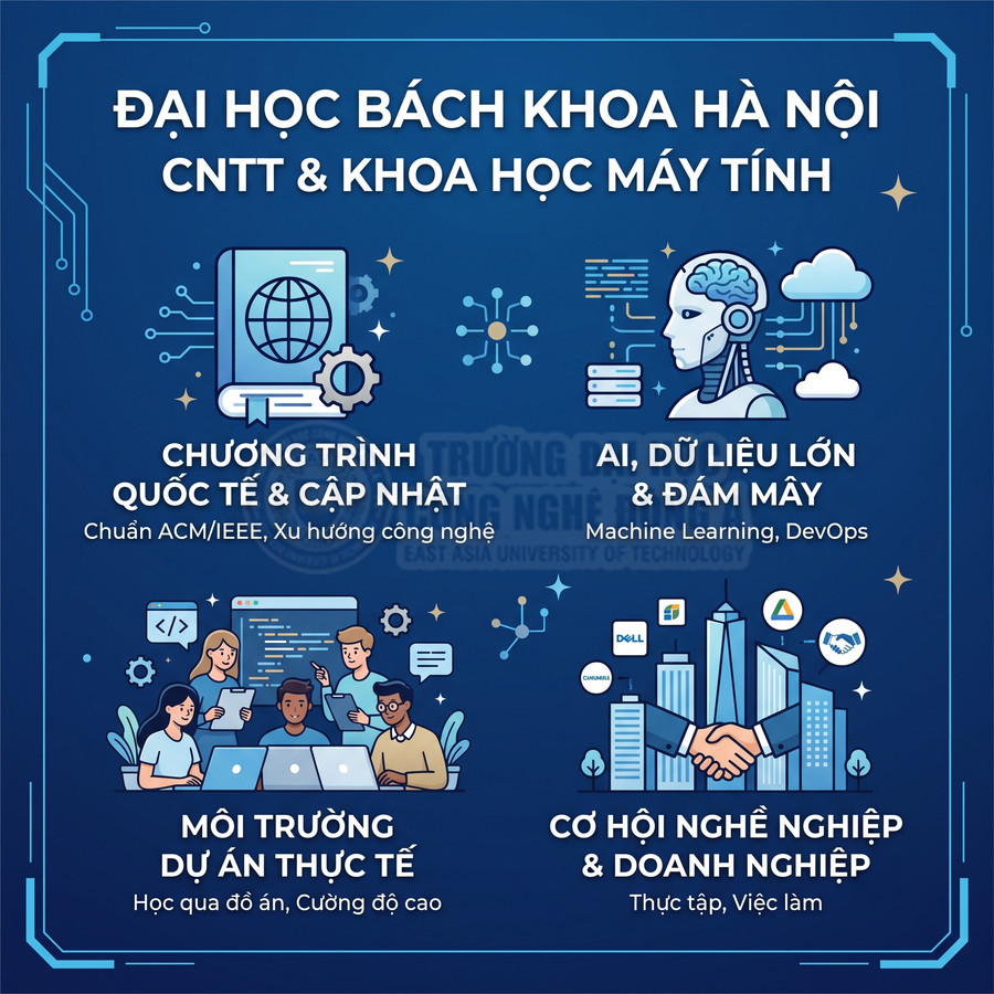Poster giới thiệu ngành CNTT và Khoa học máy tính Đại học Bách Khoa Hà Nội với AI, dữ liệu lớn và cơ hội nghề nghiệp