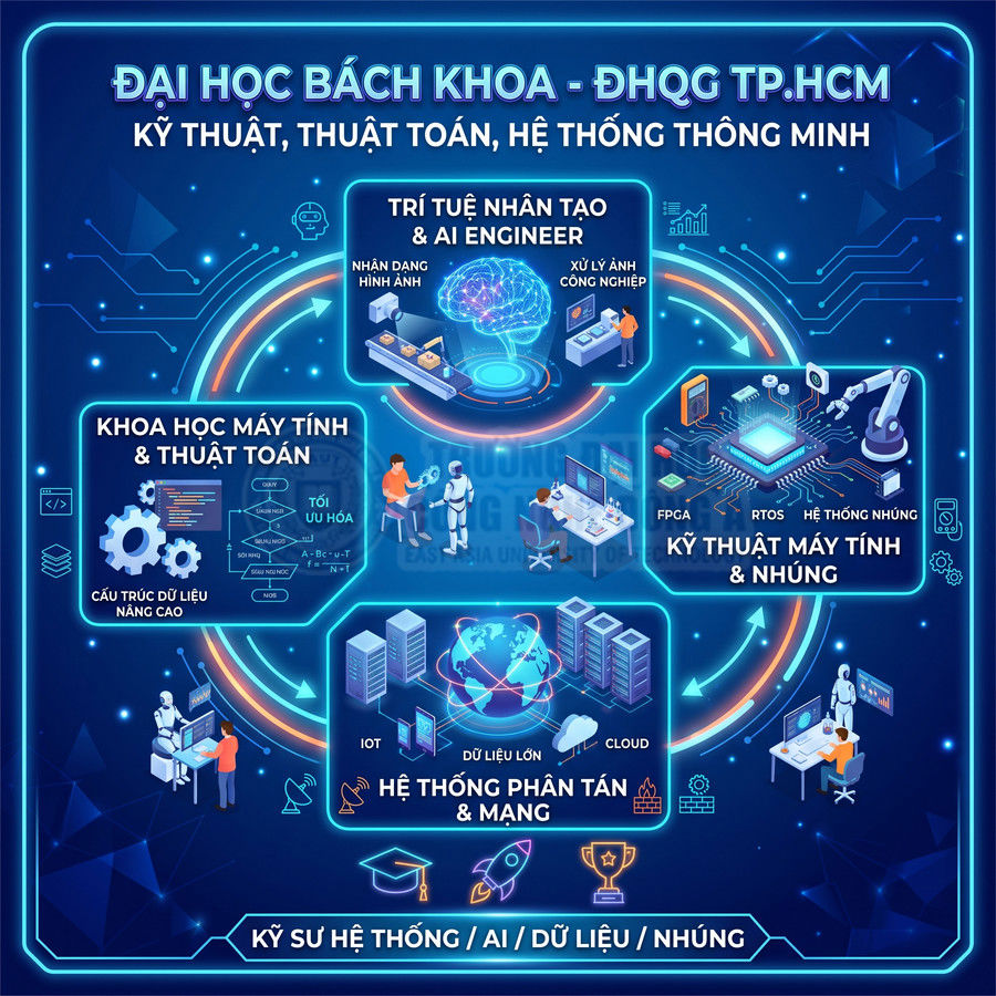 Poster giới thiệu ngành Kỹ thuật, Thuật toán, Hệ thống thông minh tại Đại học Bách Khoa ĐHQG TP.HCM