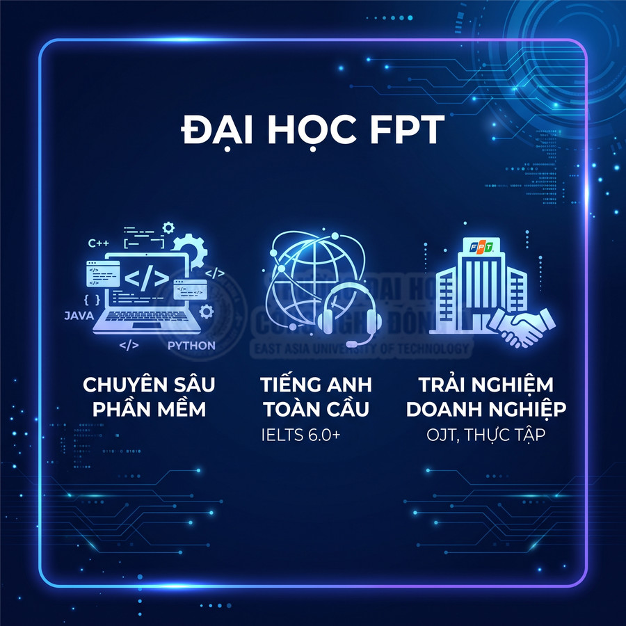 Poster tuyển sinh Đại học FPT ngành phần mềm, tiếng Anh IELTS 6.0+, trải nghiệm doanh nghiệp OJT thực tập