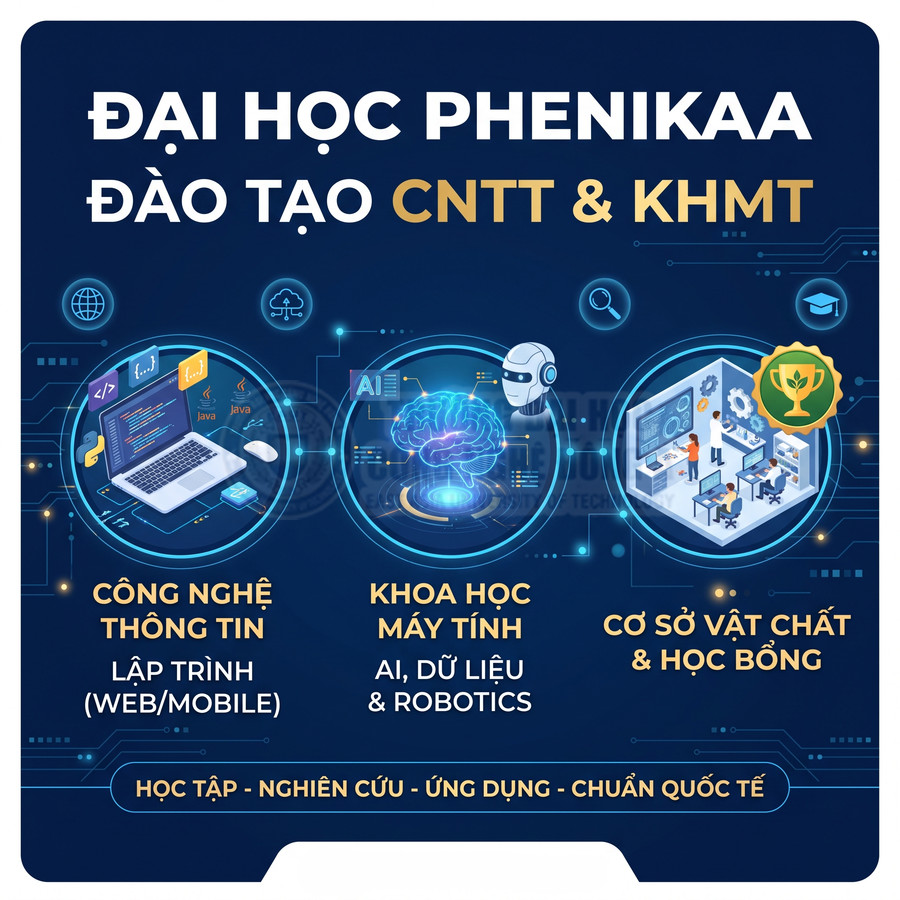 Đại học Phenikaa giới thiệu ngành CNTT, khoa học máy tính AI dữ liệu robotics cùng cơ sở vật chất và học bổng