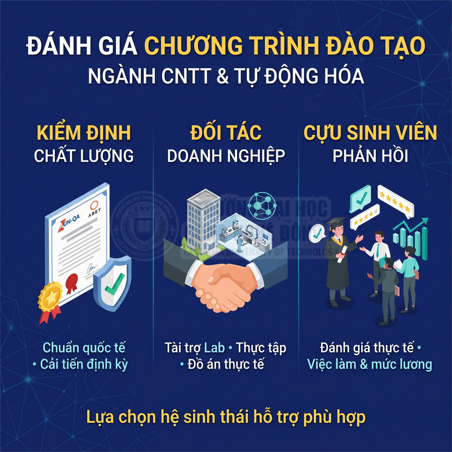Đánh giá chương trình đào tạo ngành CNTT và tự động hóa qua kiểm định chất lượng, đối tác doanh nghiệp và phản hồi cựu sinh viên