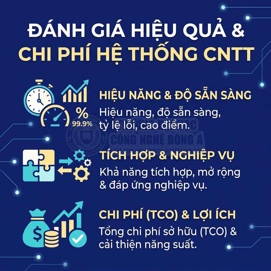 Đánh giá hiệu quả và chi phí hệ thống CNTT qua hiệu năng, khả năng tích hợp, tổng chi phí sở hữu và lợi ích doanh nghiệp