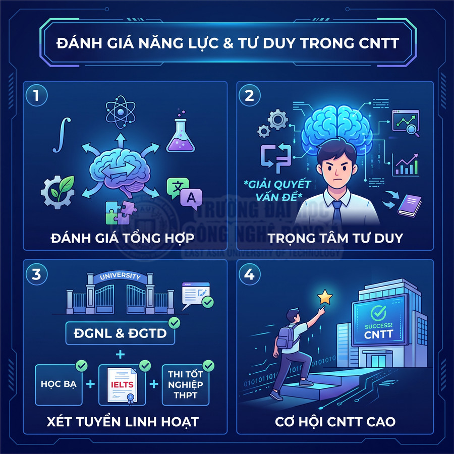 Infographic đánh giá năng lực tư duy và cơ hội ngành công nghệ thông tin cho thí sinh Việt Nam
