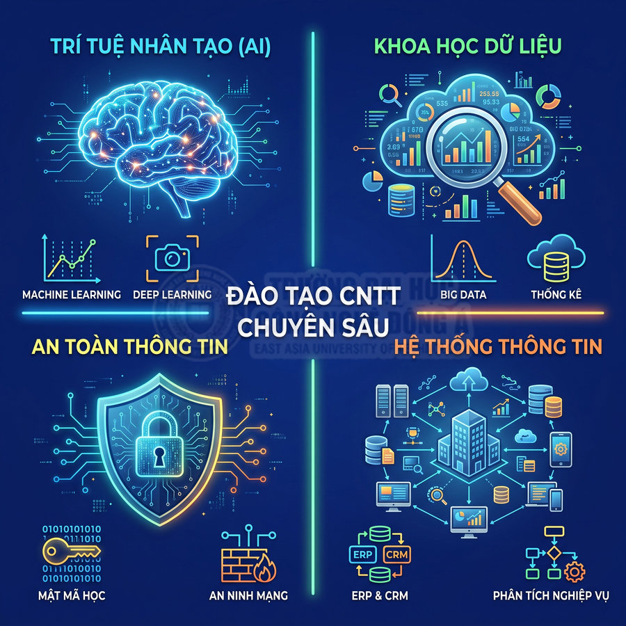 Chương trình đào tạo CNTT chuyên sâu về AI, khoa học dữ liệu, an toàn thông tin và hệ thống thông tin