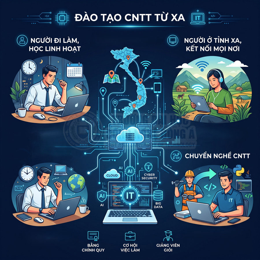 Đào tạo CNTT từ xa với laptop, học trực tuyến linh hoạt cho người đi làm và người ở tỉnh xa