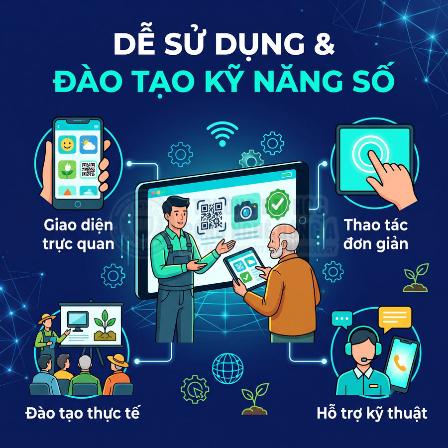 Đào tạo kỹ năng số với giao diện trực quan, thao tác đơn giản, hướng dẫn thực tế và hỗ trợ kỹ thuật
