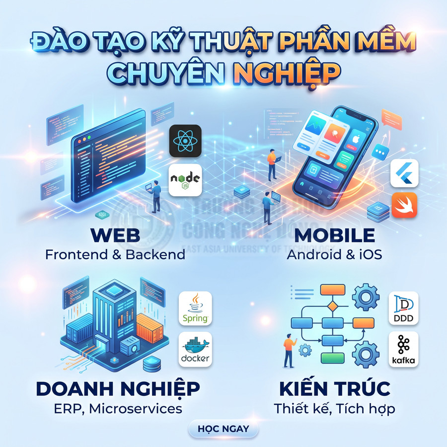 Banner khóa học đào tạo kỹ thuật phần mềm chuyên nghiệp về web, mobile, doanh nghiệp và kiến trúc hệ thống