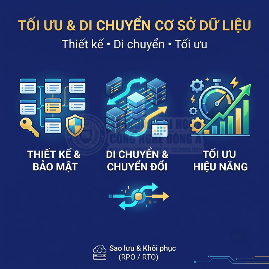 Dịch vụ thiết kế, bảo mật, di chuyển và tối ưu hiệu năng cơ sở dữ liệu, kèm sao lưu và khôi phục RPO/RTO