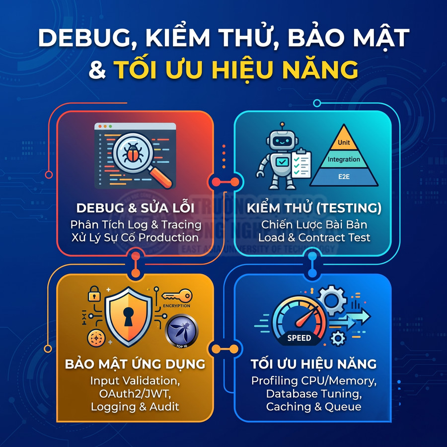 Banner khóa học debug, kiểm thử, bảo mật ứng dụng và tối ưu hiệu năng cho lập trình viên