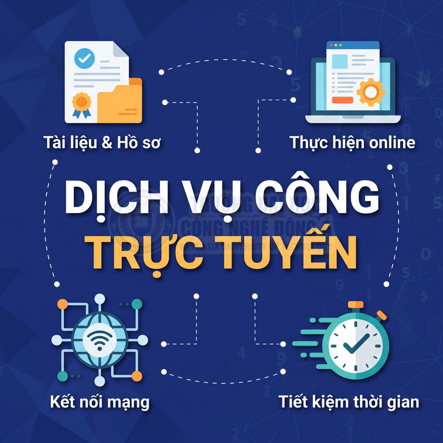 Dịch vụ công trực tuyến với tài liệu hồ sơ, thực hiện online, kết nối mạng và tiết kiệm thời gian