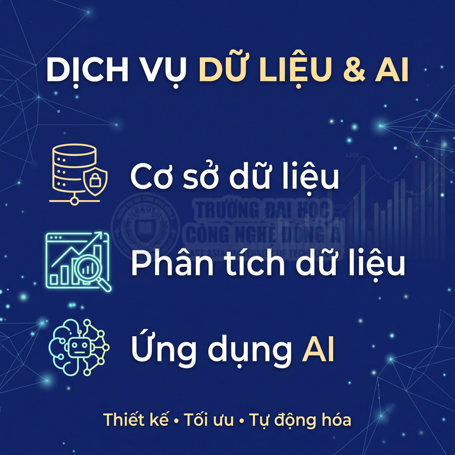 Dịch vụ dữ liệu và AI gồm cơ sở dữ liệu, phân tích dữ liệu và ứng dụng AI, thiết kế tối ưu và tự động hóa