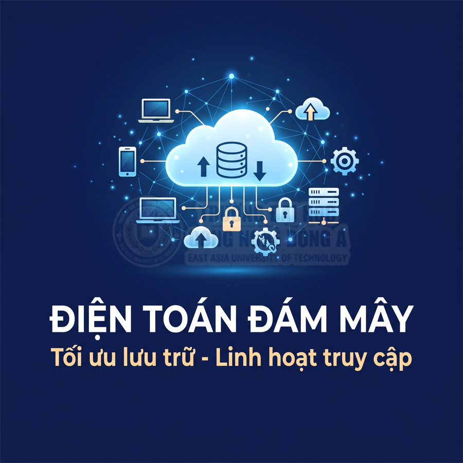 Điện toán đám mây với lưu trữ dữ liệu, thiết bị kết nối và truy cập linh hoạt, bảo mật cao