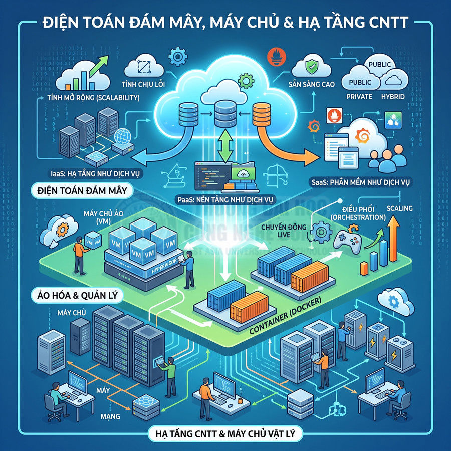 Mô hình điện toán đám mây, máy chủ vật lý và ảo hóa container Docker trong hạ tầng CNTT