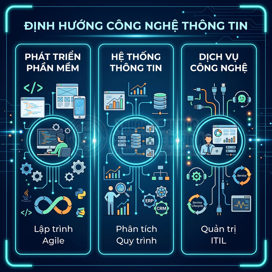 Định hướng ngành công nghệ thông tin với phát triển phần mềm, hệ thống thông tin và dịch vụ công nghệ ITIL