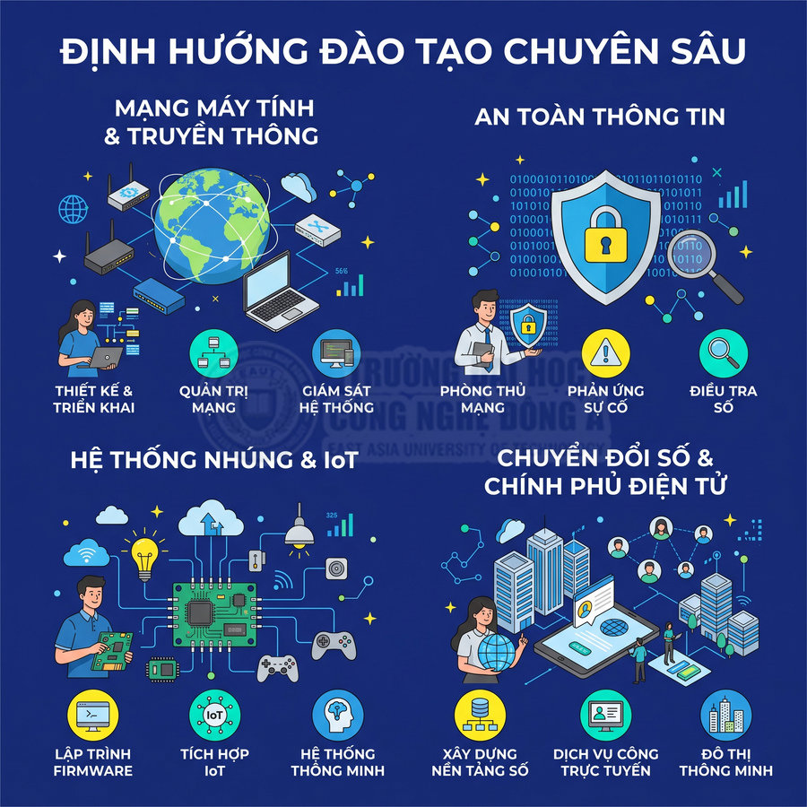 Định hướng đào tạo chuyên sâu công nghệ thông tin về mạng, an toàn thông tin, IoT và chuyển đổi số
