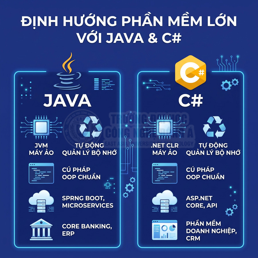 So sánh định hướng phát triển phần mềm lớn với Java và C#, liệt kê ưu điểm và ứng dụng chính của từng ngôn ngữ
