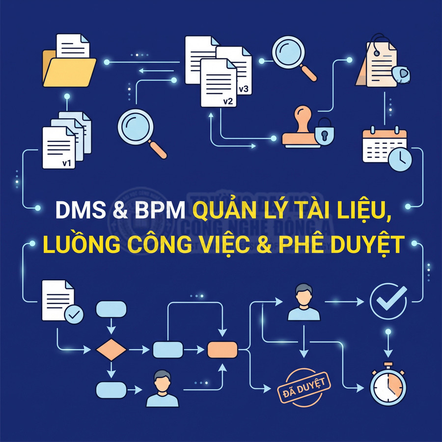 DMS và BPM quản lý tài liệu, luồng công việc và phê duyệt hồ sơ