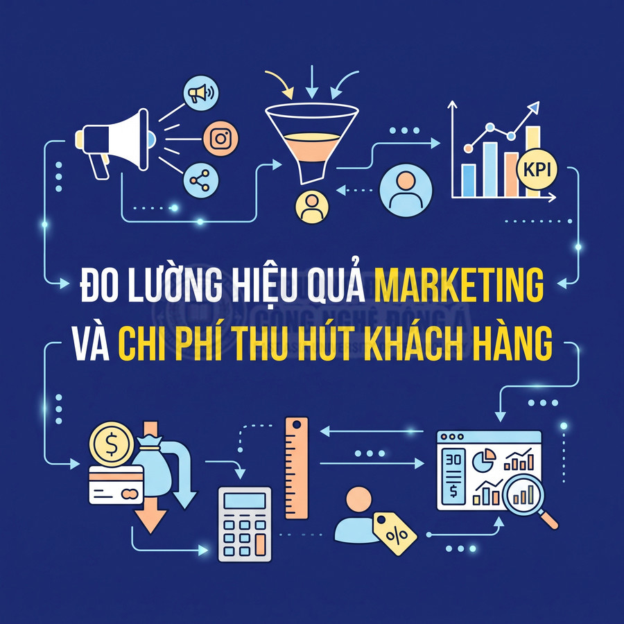 Đo lường hiệu quả marketing và chi phí thu hút khách hàng qua phễu chuyển đổi, KPI và biểu đồ phân tích
