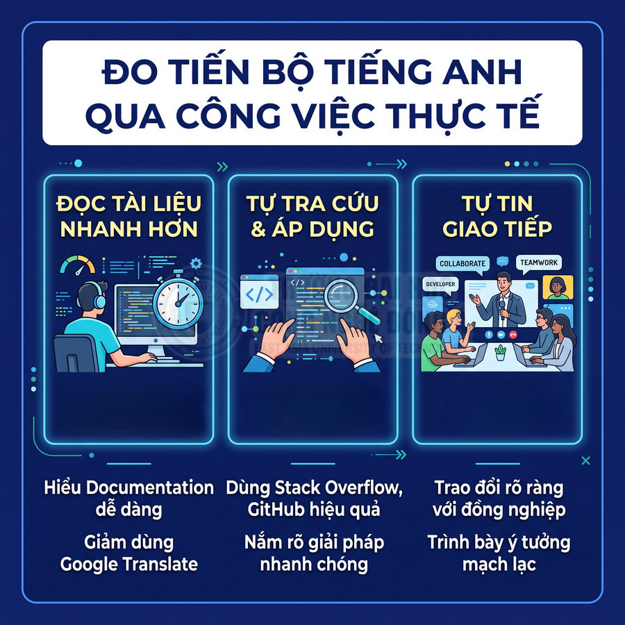 Lợi ích cải thiện tiếng Anh trong công việc IT đọc tài liệu nhanh, tự tra cứu áp dụng và tự tin giao tiếp đồng nghiệp