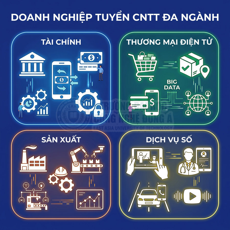 Doanh nghiệp tuyển dụng ngành CNTT trong tài chính, thương mại điện tử, sản xuất và dịch vụ số