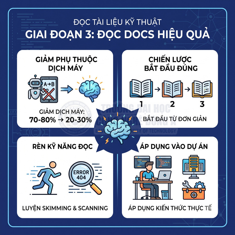Hướng dẫn đọc tài liệu kỹ thuật giai đoạn 3 với mẹo giảm phụ thuộc dịch máy và áp dụng kiến thức vào dự án