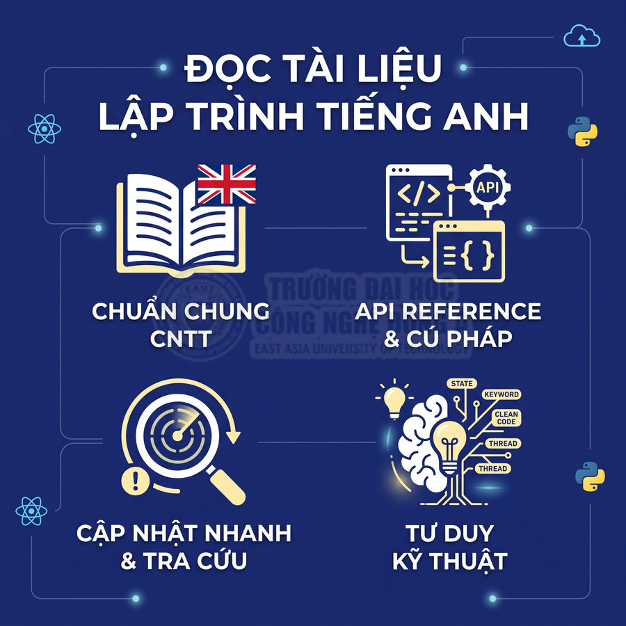 Lợi ích đọc tài liệu lập trình tiếng Anh: chuẩn CNTT, API reference, cập nhật nhanh, phát triển tư duy kỹ thuật