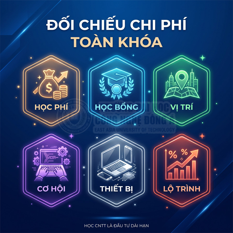 Đối chiếu chi phí toàn khóa ngành CNTT với các yếu tố học phí học bổng vị trí cơ hội thiết bị lộ trình
