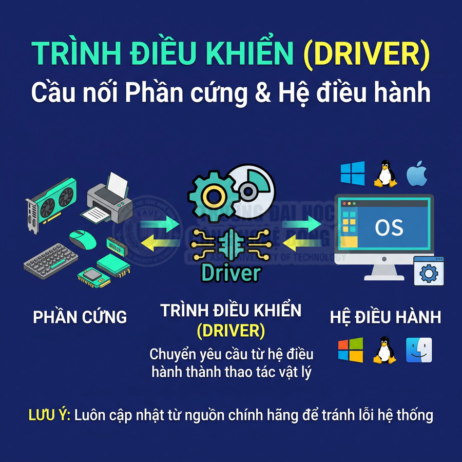 Trình điều khiển driver kết nối phần cứng máy tính với hệ điều hành Windows, Linux và macOS