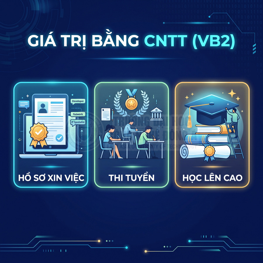 Giá trị bằng CNTT VB2 với ba lợi ích hồ sơ xin việc, thi tuyển và học lên cao