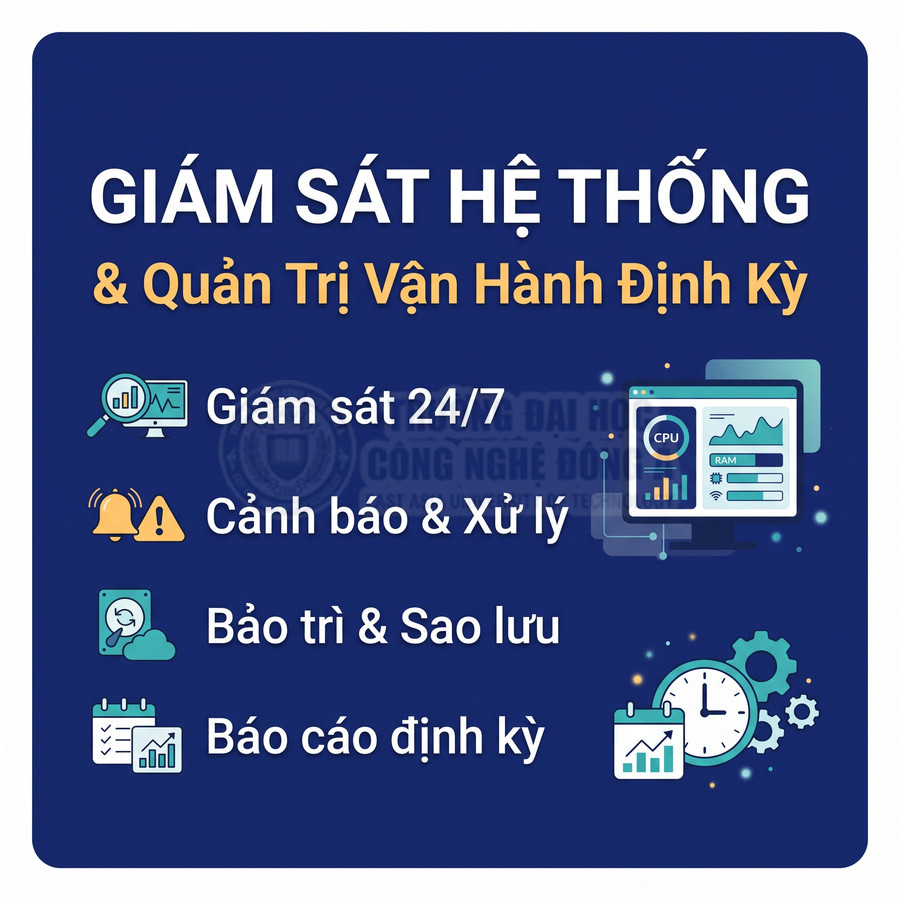 Dịch vụ giám sát hệ thống 24/7, cảnh báo xử lý sự cố, bảo trì sao lưu và báo cáo định kỳ