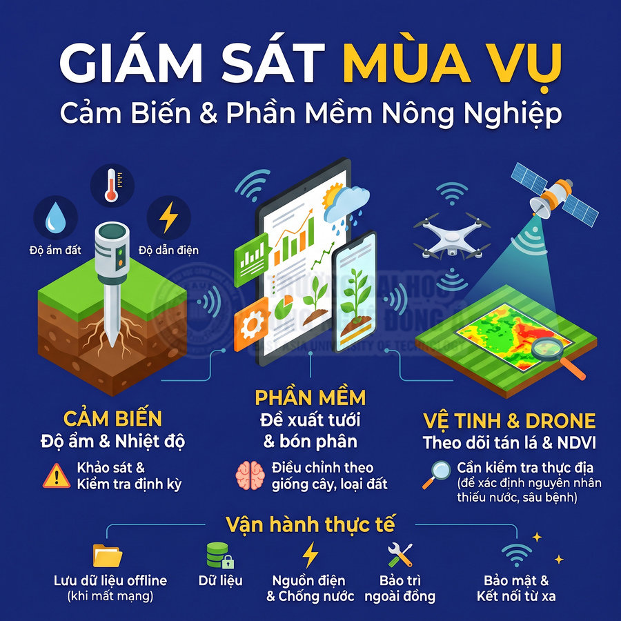 Giải pháp giám sát mùa vụ nông nghiệp với cảm biến, phần mềm, vệ tinh và drone theo dõi cây trồng