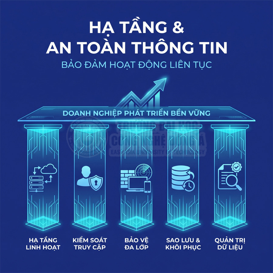 Nền tảng hạ tầng và an toàn thông tin doanh nghiệp với giải pháp linh hoạt, kiểm soát truy cập, bảo vệ đa lớp, sao lưu và quản trị dữ liệu