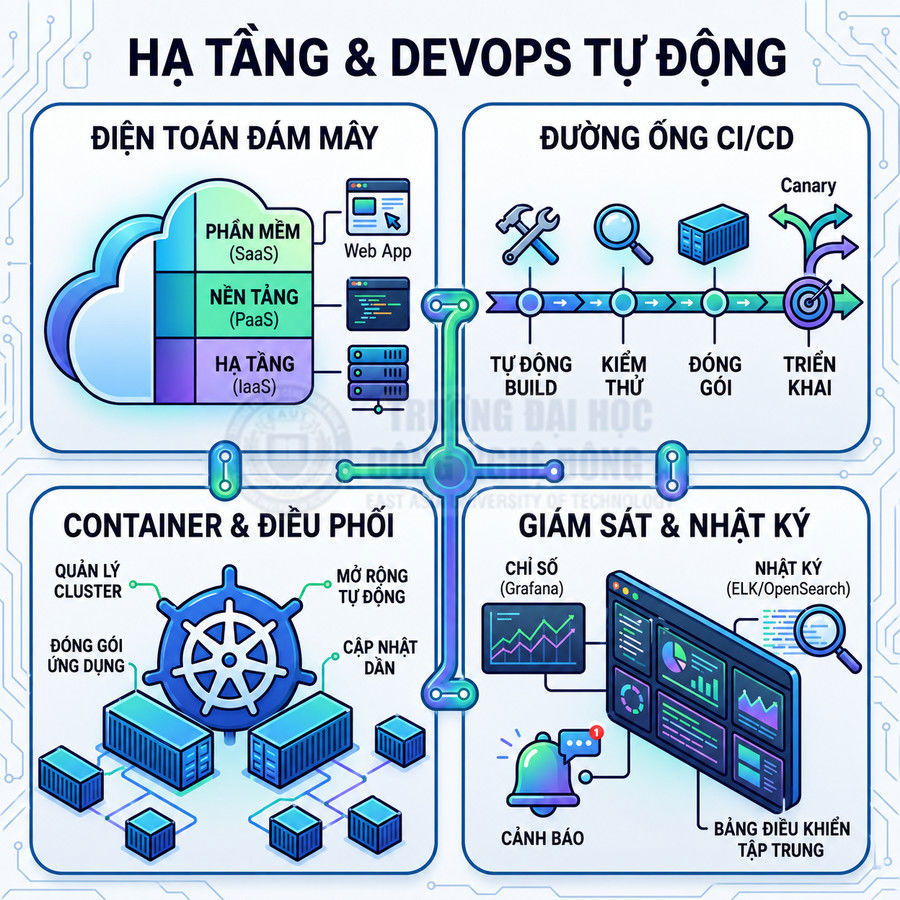 Mô hình hạ tầng DevOps tự động với điện toán đám mây, CI/CD, container Kubernetes và giám sát log ELK