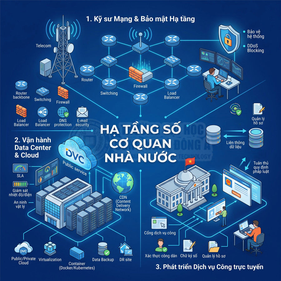 Mô hình hạ tầng số cơ quan nhà nước với mạng, data center, cloud và dịch vụ công trực tuyến