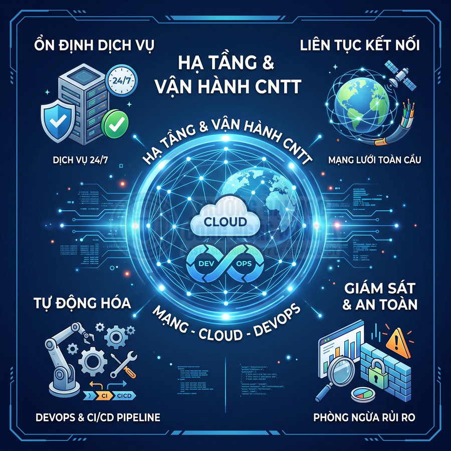Hạ tầng và vận hành CNTT với dịch vụ cloud, DevOps, tự động hóa, giám sát an toàn và kết nối mạng toàn cầu