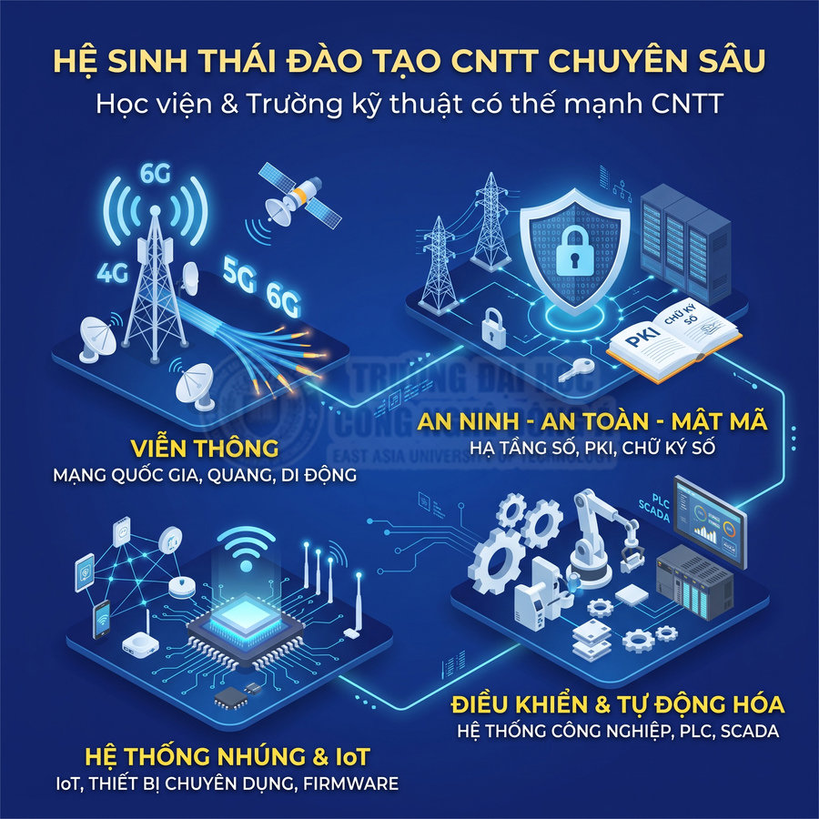 Hệ sinh thái đào tạo CNTT chuyên sâu với các lĩnh vực viễn thông, an ninh mạng, IoT, điều khiển và tự động hóa