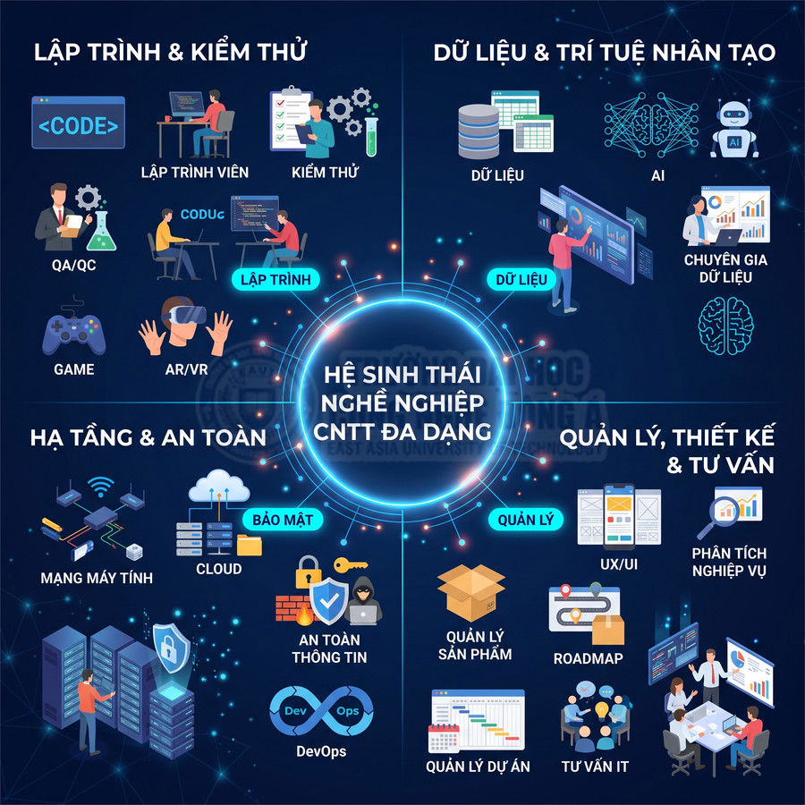 Các ngành nghề liên quan đến Công nghệ thông tin gồm những gì?