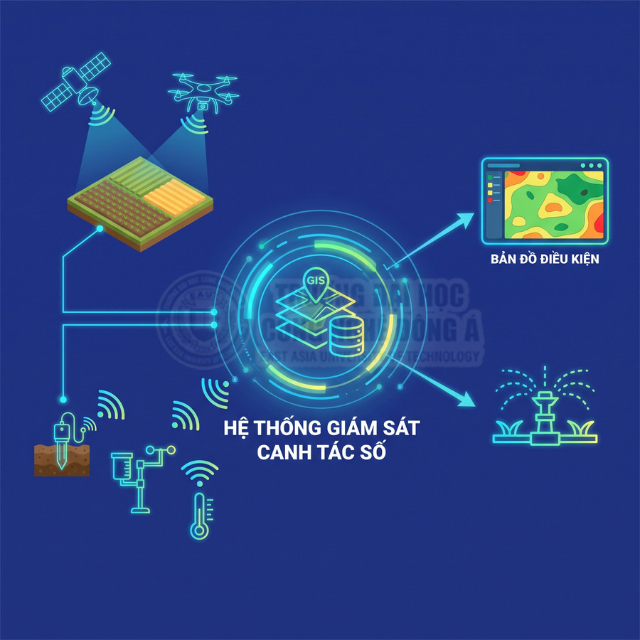 Hệ thống giám sát canh tác số tích hợp GIS, vệ tinh, drone và cảm biến nông nghiệp