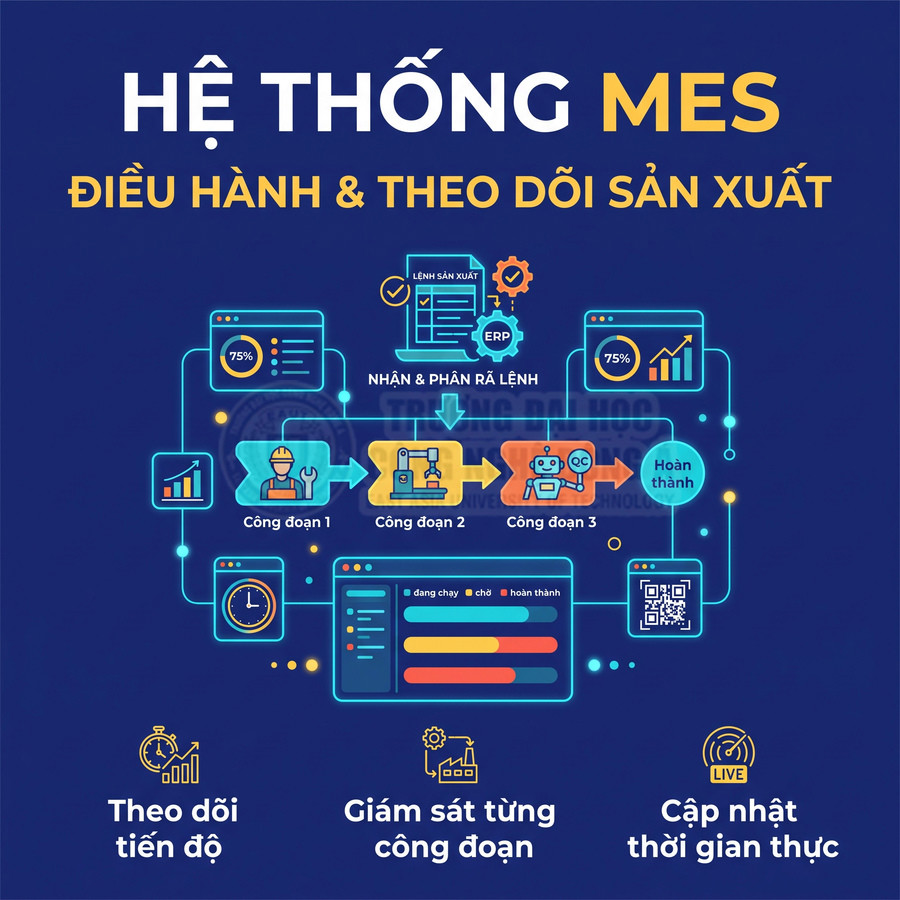 Hệ thống MES điều hành và theo dõi sản xuất, giám sát tiến độ từng công đoạn theo thời gian thực