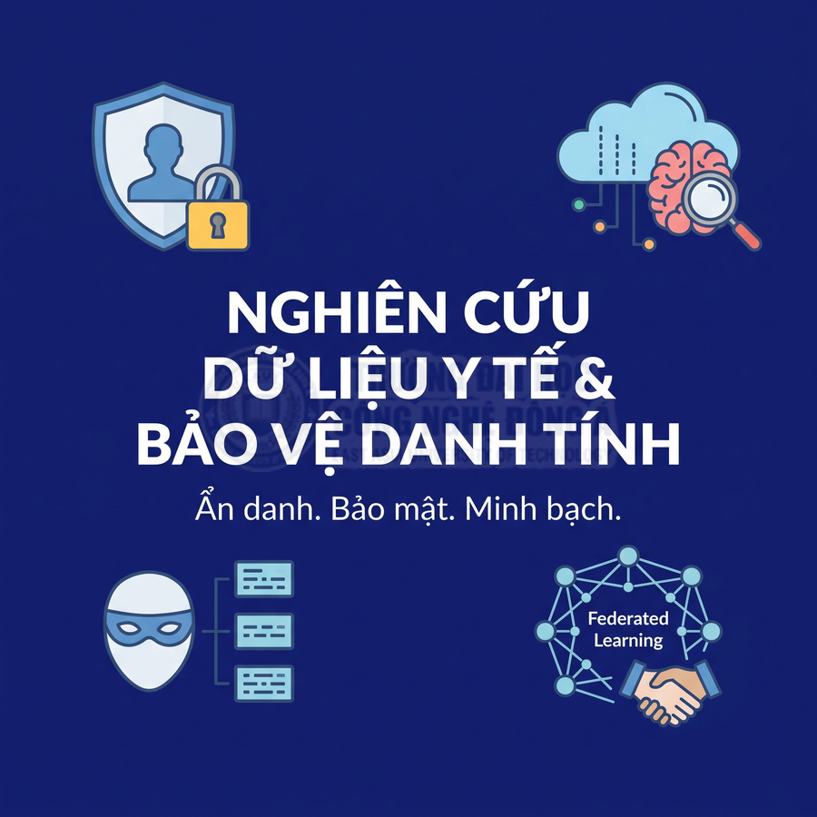 Nghiên cứu dữ liệu y tế bảo vệ danh tính, nhấn mạnh ẩn danh, bảo mật và học liên kết (Federated Learning)